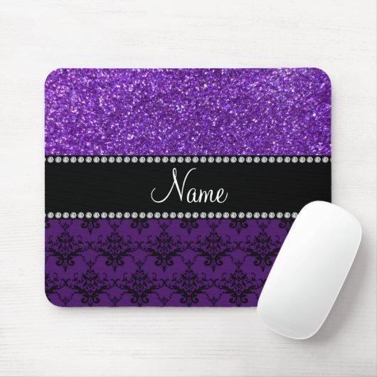 Personalisierter lila Glitternamensdamast Mousepad (Mit Mouse)