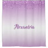 Personalisierter Lila Glitzer Duschvorhang (Vorderseite)