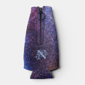 Personalisierter Lila Glitzer Flaschenkühler (Rückseite)