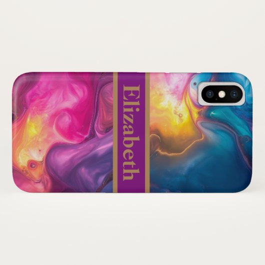 Personalisierter Lila Glitzer Imitate Foil Confett Case-Mate iPhone Hülle (Rückseite (Horizontal))