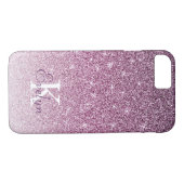 Personalisierter Lila Glitzer Monogramm Case-Mate iPhone Hülle (Rückseite (Horizontal))