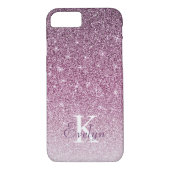 Personalisierter Lila Glitzer Monogramm Case-Mate iPhone Hülle (Rückseite)