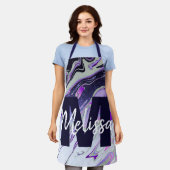 Personalisierter Lila Glitzer Schürze (Getragen)