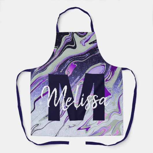 Personalisierter Lila Glitzer Schürze (Vorderseite)