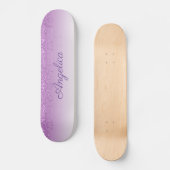Personalisierter Lila Glitzer Skateboard (Vorderseite)