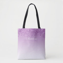 Personalisierter Lila Glitzer Tasche