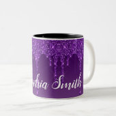 Personalisierter Lila Glitzer Zweifarbige Tasse (VorderseiteRechts)