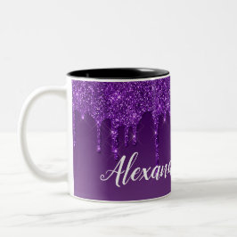 Personalisierter Lila Glitzer Zweifarbige Tasse