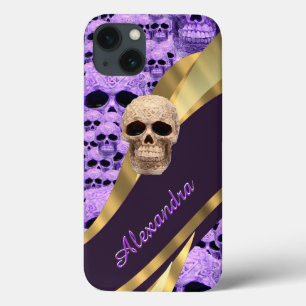 Personalisierter lila Gothischer Schädel iPhone 13 Hülle