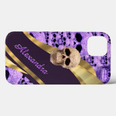 Personalisierter lila Gothischer Schädel Case-Mate iPhone Hülle (Rückseite (Horizontal))