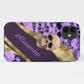 Personalisierter lila Gothischer Schädel Case-Mate iPhone Hülle (Rückseite (Horizontal))