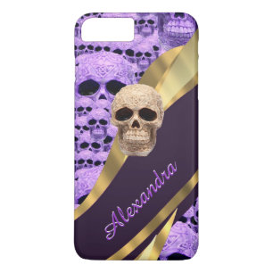 Personalisierter lila Gothischer Schädel Case-Mate iPhone Hülle