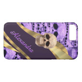 Personalisierter lila Gothischer Schädel Case-Mate iPhone Hülle (Rückseite (Horizontal))
