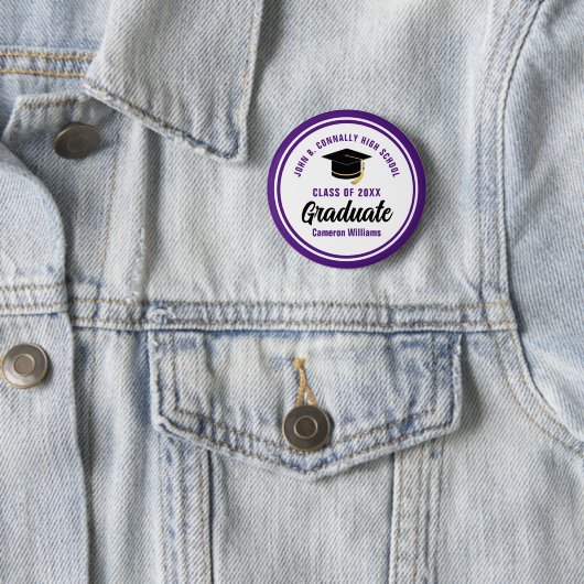 Personalisierter Lila Hochschulabschluss 2025 Button (Beispiel)