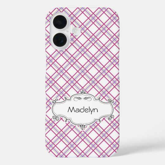 Personalisierter Lila Karierter TelefonCase Case-Mate iPhone Hülle (Rückseite)