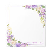 Personalisierter Lila Lavendel Wasserfarbene Blüte Notizblock (Vorderseite)