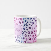 Personalisierter lila Leopard-Design Kaffeezuberei Kaffeetasse (VorderseiteRechts)