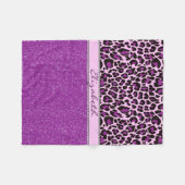 Personalisierter lila Leopard-Druck-Glitzer Fleecedecke (Vorderseite (Horizontal))
