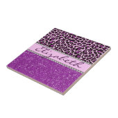 Personalisierter lila Leopard-Druck-Glitzer Fliese (Seite)