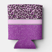 Personalisierter Lila Leopard-Glitzer Dosenkühler (Rückseite)