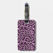 Personalisierter lila Leopard und Glitzer Gepäckanhänger (Rückseite vertikal)