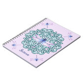 Personalisierter Lila Libelle Mandala Pink Notizblock (Linke Seite)