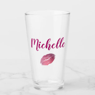 Personalisierter Lila Lippendruck Glas