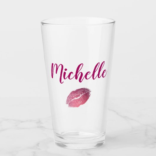 Personalisierter Lila Lippendruck Glas (Vorderseite)