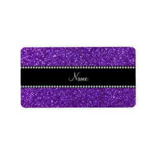 Personalisierter lila NamensGlitter Adressaufkleber