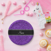 Personalisierter lila NamensGlitter Pappteller (Party)