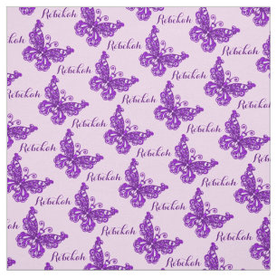 Personalisierter lila Namensschmetterling Stoff