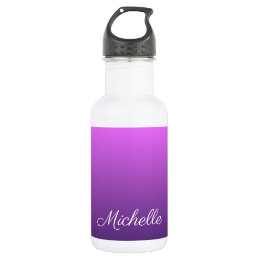 Personalisierter lila Ober Edelstahlflasche (Vorderseite)