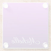 Personalisierter lila Ober Glasuntersetzer (Rückseite)