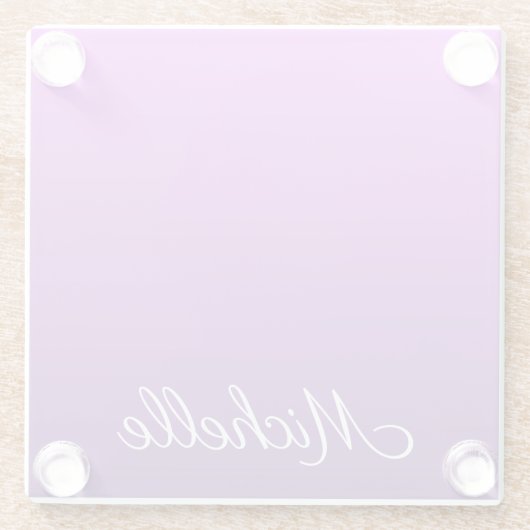 Personalisierter lila Ober Glasuntersetzer (Rückseite)