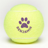 Personalisierter Lila Pfosten Pet Name Hund Tennisbälle (Vorderseite)