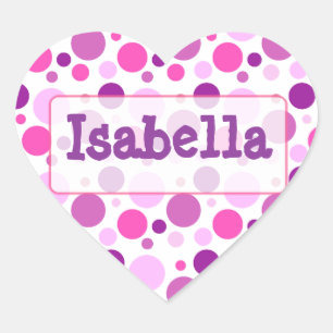 Personalisierter, Lila Pink-Polka-Dot-Sticker Herz-Aufkleber