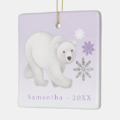 Personalisierter Lila Polar Bär Keramik Ornament (Links)