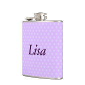 Personalisierter Lila Polka Dot Flask Flachmann (Links)