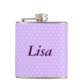 Personalisierter Lila Polka Dot Flask Flachmann (Vorderseite)