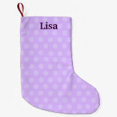 Personalisierter Lila Polka Dot Strumpf Kleiner Weihnachtsstrumpf (Vorderseite)