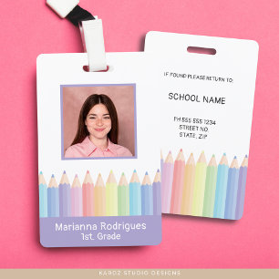 Personalisierter lila Regenbogen-Lehrer-Photoauswe Ausweis