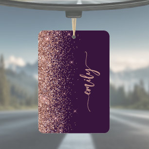 Personalisierter Lila-Roségold-Glitter Autolufterfrischer