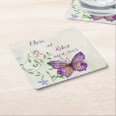Personalisierter lila Schmetterling Rechteckiger Pappuntersetzer (angewinkelt)