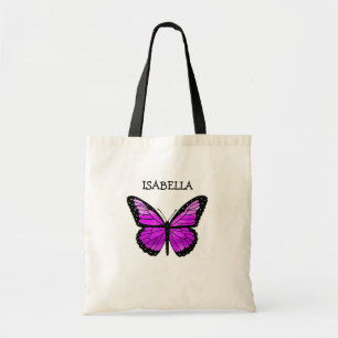 Personalisierter Lila Schmetterling Tragetasche
