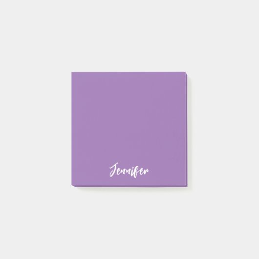 Personalisierter Lila Skriptname Post-it Klebezettel (Vorderseite)