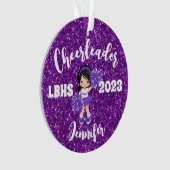 Personalisierter Lila Sparkle Cheerleader Ornament (Vorderseite)