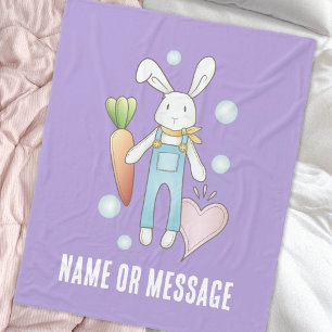 Personalisierter lila süßer Plüsch-Hase Fleecedecke