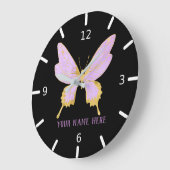 Personalisierter Lila und Goldbarsch Große Wanduhr (Winkel)