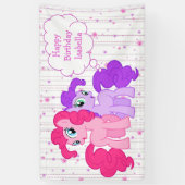 Personalisierter Lila und rosafarbener Pony Happy  Banner (Vertikal)