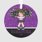 Personalisierter Lila und schwarzer Cheerleader Ornament (Rückseite)